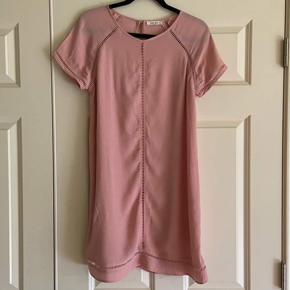 Rose Shift Dress with Lattice Details